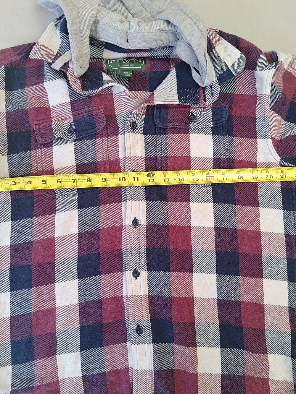 American Eagle Outfitters Plaid Hooded Shirt Jacket - Burgundy Navy Cream - Picture 5 of 5